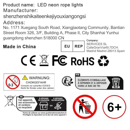 10m LED Neon Seillichter, Steuerung mit App/Fernbedienung, Flexibles LED Seillicht, Mehrere Modi, IP65 Outdoor RGB Neonlichter Wasserdicht