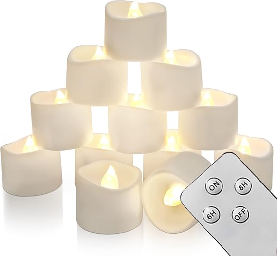 Homemory Remote Control Tea Lights with Timer, Flameless