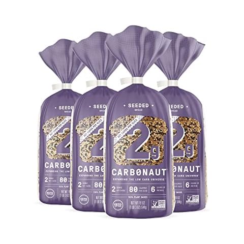 Carbonaut Low Carb Bread, Keto Bread, Keto-Certified Food, Snack, Meals, Non-GMO, Vegan Bread Pack of 4 (Low Carb Seeded) Cover