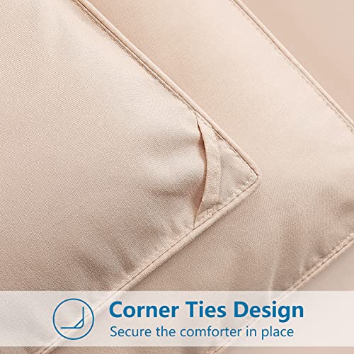 EASELAND Oversized King Down Alternative Comforter - Quilted Duvet Insert for All Seasons, Soft Lightweight with Corner Tabs, Summer Winter Warm Bedding, Beige 98x116 Inches