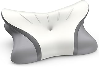 Cooling Cervical Pillow for Neck Pain Relief, Ergonomic Side Sleeper Pillow for Sleeping, Contour Memory Foam Pillows for Neck Support, Orthopedic Bed Pillow for Back Stomach Sleepers Grey White