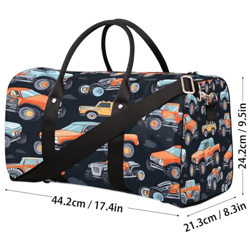 TropicalLife Cartoon Engineering Cars Travel Duffle Bag for Women Men Sports Gym Bag Waterproof Carry on Overnight Weekender Bag4