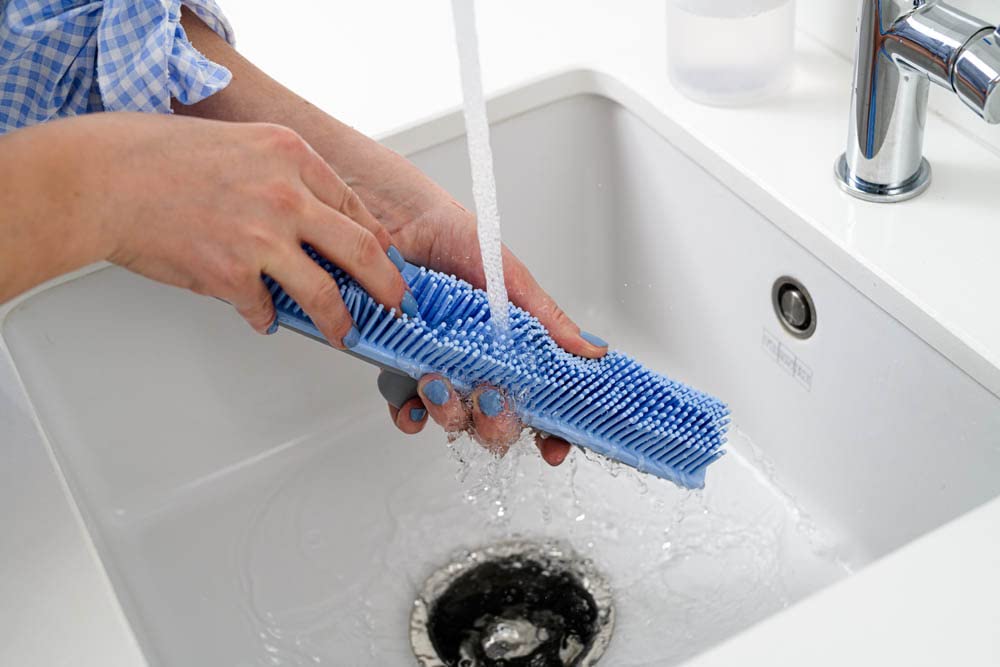 York Bacteria Stop Balai Caoutchouc Pliable Avec Manche Réglable - Nettoyage Hygiénique Gris-Bleu