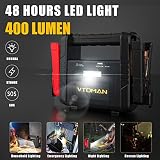 VTOMAN V4000 Car Jump Starter, 4000A Peak 26800mAh Battery Starter for 10L Gas and 10L Diesel Engines, 12V Lithium Jump Box for Vehicles, LIFEBMS Portable Car Battery Booster with USB QC3.0/LED Light - 6