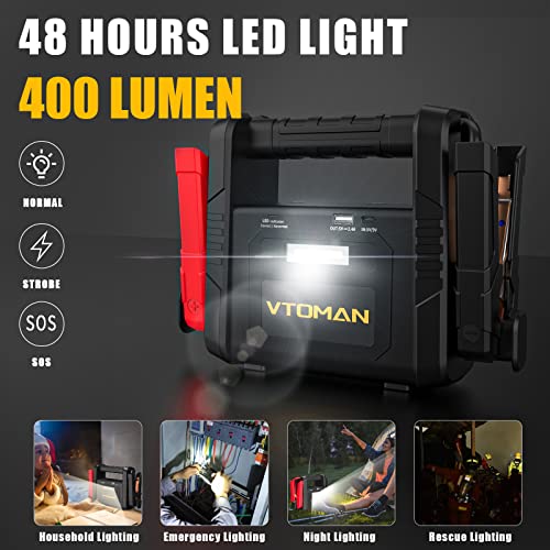Vtoman V4000 Car Jump Starter, 4000A Peak Current 26800Mah Battery Charger Starter For 10L Gas And 10L Diesel Engines, 12V Lithium Jump Box For Vehicles, Lifebms Portable Car Booster With Usb Qc3.0 #TOP5