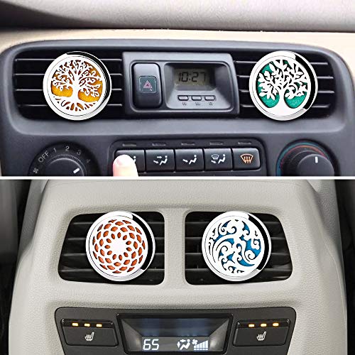 4 Pcs Car Essential Oil Diffuser Vent Clip,Car Aromatherapy Diffuser Stainless Steel Locket With 44 Refill Pads #TOP4