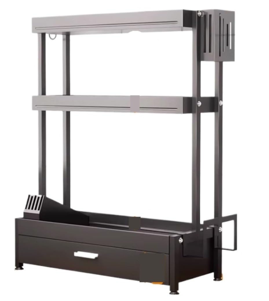 HADECOLL Kitchen Storage Rack Carbon Steel Spice Rack Organizer Vertical Spice Rack Kitchen Organizer Shelf For Countertop Kitchen Cabinet Storage,3-Tier