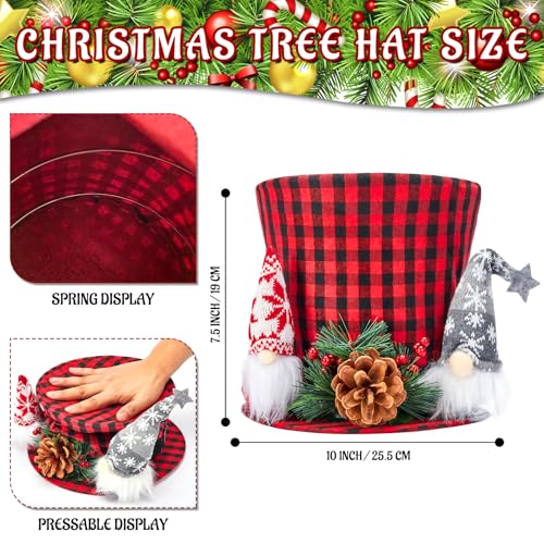 Christmas-Tree-Topper-Red-and-Black-Buffalo-Plaid-Top-Hat-Christmas-Tree-Decorations-Santa-Gnome-Ornaments-Large-Christmas-Hat-Tree-Toppers-Decor-for-XMas-Home-Party-Supplies-Festive-Xmas-Gift-Idea Christmas Tree Topper Red and Black Buffalo Plaid Top Hat Christmas Tree Decorations Santa Gnome Ornaments Large Christmas Hat Tree Toppers Decor for XMas Home Party Supplies Festive Xmas Gift Idea