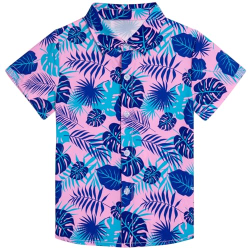 Image of XiaoMoSha Hawaiian Shirts for Boys Button Down Shirt Short Sleeve Shirts Girls Hawaiian Shirt Summer Beach Tops for Kids