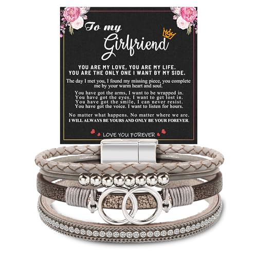 Btysun Bracelets for Women,Stocking Stuffers for Teens Birthday Gifts for Mom Inspirational Gift for Women Mother's Day Daughter Wrap Bracelet Sister Friend Teen Girl Gifts Leather Layered Jewelry Valentines Gift for Her