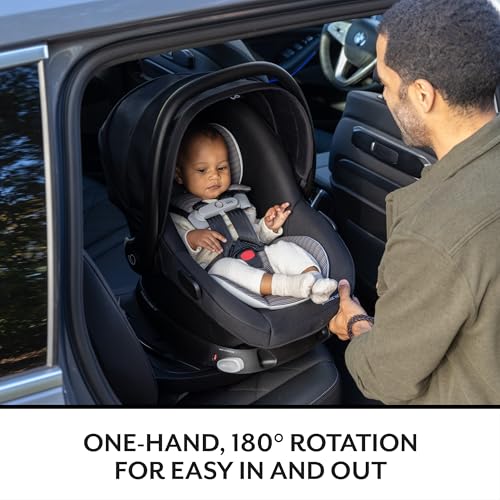 Image of Evenflo Revolve180 LiteMax NXT Rotating Rear-Facing Lightweight Preemie and Infant Car Seat 3-30lbs. Easy Install with Base (Rose Pink)