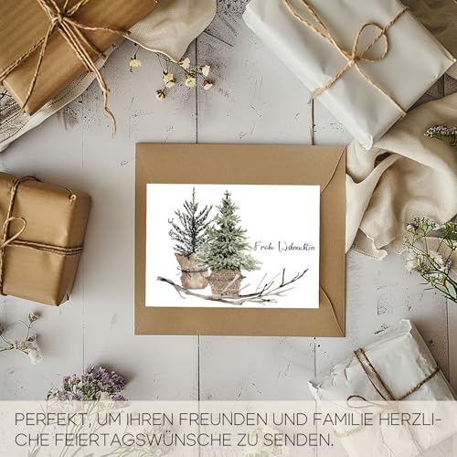 SILARLAIT Weihnachtskarten Set auf Deutsch, 32 Stück Weihnachtspostkarten A6 mit unterschiedlichen Motiven, 350 g/m², Frohe Weihnachten Karten, Postkarten Set für Weihnachten (Weihnachten)