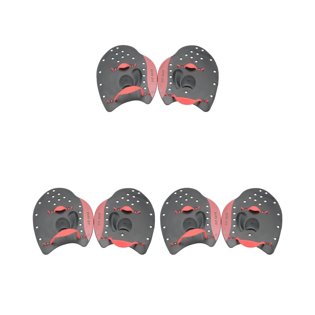 Lot de 3 pagaies plates professionnelles pour entraînement de natation Rouge Taille L