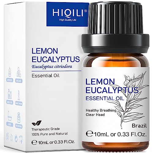 Image of HIQILI Lemon Eucalyptus Oil, for Spary, Diffuser, Indoors, Outdoors, Garden, Yard, 100% Pure Natural - 0.33 Fl Oz