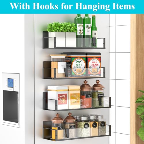 Image of HuggieGems Metal Magnetic Spice Rack for Refrigerator Clear, 4 Pack