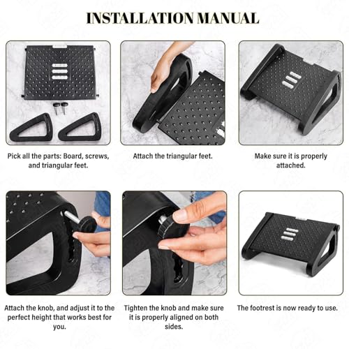 Image of Foot Rest for Under Desk at Work - Ergonomic Foot Stools for Under Office Desk - Rocking Footrest with Roller Massager - Leg Rest for Chair, Computer Gaming - Promote Leg Circulation (Style 2, Black)