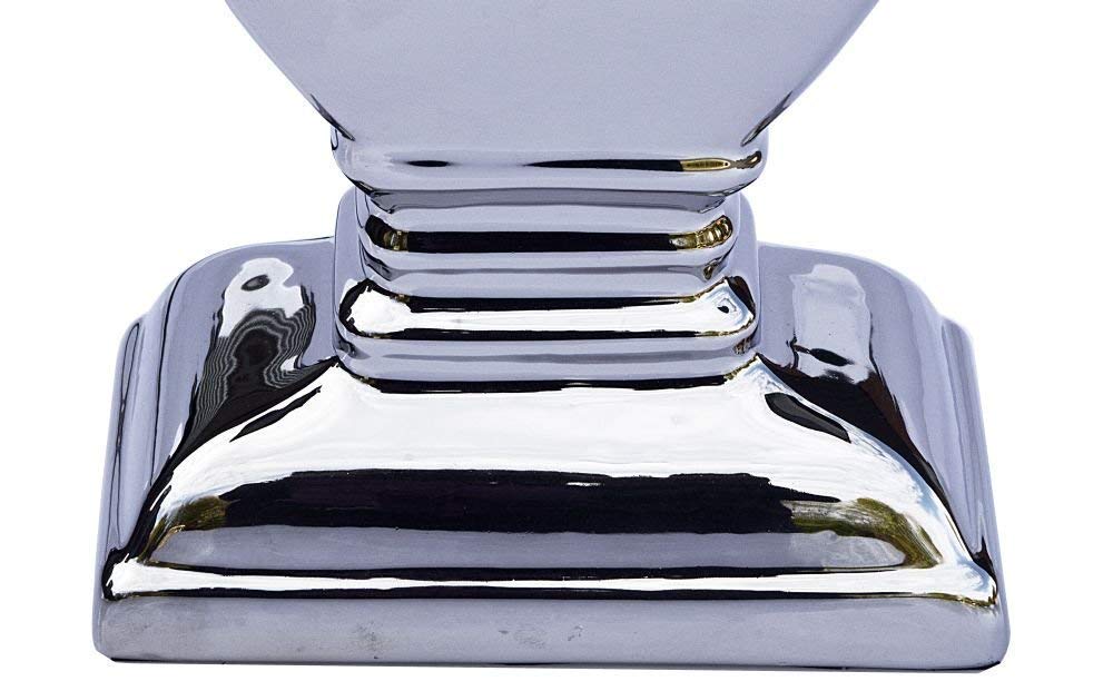 DRULINE Keramik Lampen Lampenfuß Lampenschirm Tischlampe Nachttischlampe Tischleuchte (SILVER LADY 53 cm (Fuß: Silber - Schirm: Weiß))