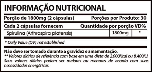 Spirulina 1800 mg Sunfood 60 Cápsulas
