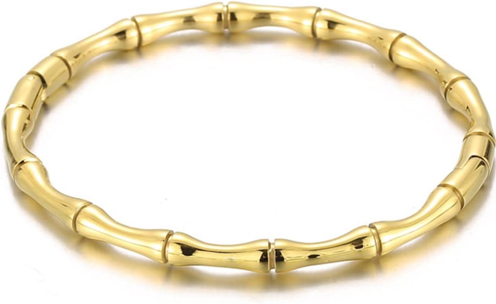Jude JewelersClassic Bamboo Style Stainless Steel Open Clasp Bracelet, Metal, Cubic Zirconia