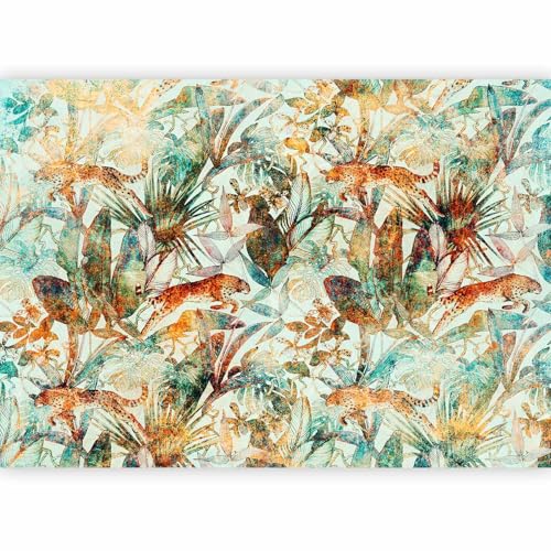 artgeist Wall Mural Jungle 118x83 in - Non-Woven Wallpaper Fleece Wall Decor Photo Print Picture Image Design Vintage Animals Tiger Like Painted b-A-10089-a-c