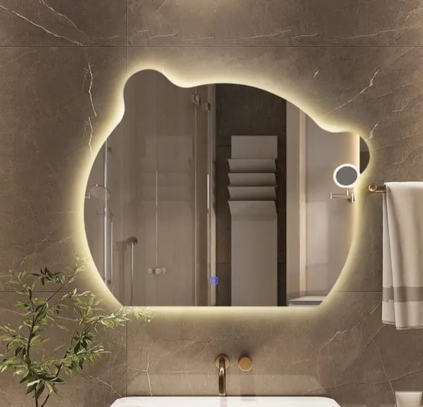 MIRROROLOGY INDUSTRY 24x24 Inch LED Hello Kitty Mirror for Bedroom and Living Room – Touch Sensor, Adjustable Brightness, 3 Light Modes (Warm, Natural, White), Decorative Wall-Mounted Design-image-10