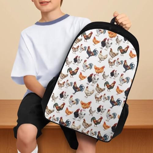 Funny-Chicken-Backpack-for-Kids-Boys-Girls-17-Inch-School-Bags-with-Multiple-Pockets-Elementary-Travel-Rucksack-Middle-School-Bookbag-Back-to-School-GiftsFarmhouse-Farm-Rooster Funny Chicken Backpack for Kids Boys Girls 17 Inch School Bags with Multiple Pockets Elementary Travel Rucksack Middle School Bookbag Back to School GiftsFarmhouse Farm Rooster