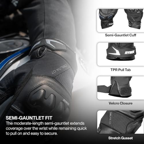 Rynox Delta GT Semi-Gauntlet Gloves Black Large - Image 7