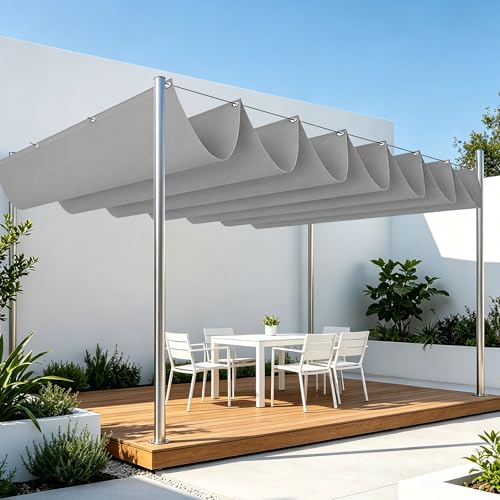 Voile d'ombrage rectangle 2x4.5m toile imperméable gris clair pour terrasse - 2