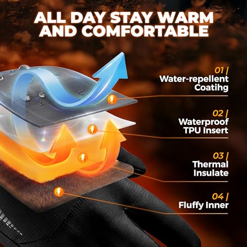 rivmount Winter Waterproof Ski Snow Warm Gloves for Women Men, Windproof Cold Weather Thermal with Touchscreen Fingers, for Running Driving Cycling Hiking Biking Outdoor Sports Daily Work