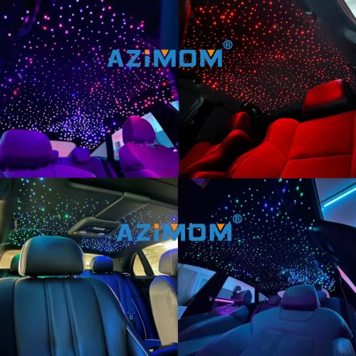 Image of AZIMOM Dual Color 20W Twinkle 1200pcs Fiber Optic Starlight Headliner Kits 0.03in 13.1ft Fiber Strands End Glow Sound Activated Remote APP Control RGBW Light Source Home Ceiling Car Headliner Decor