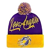 Los Angeles Beanie Hat for Basketball Fans，Sports Stylish Knit Hat with Pom Men Women Cuffed Knit Toque Cap Gifts
