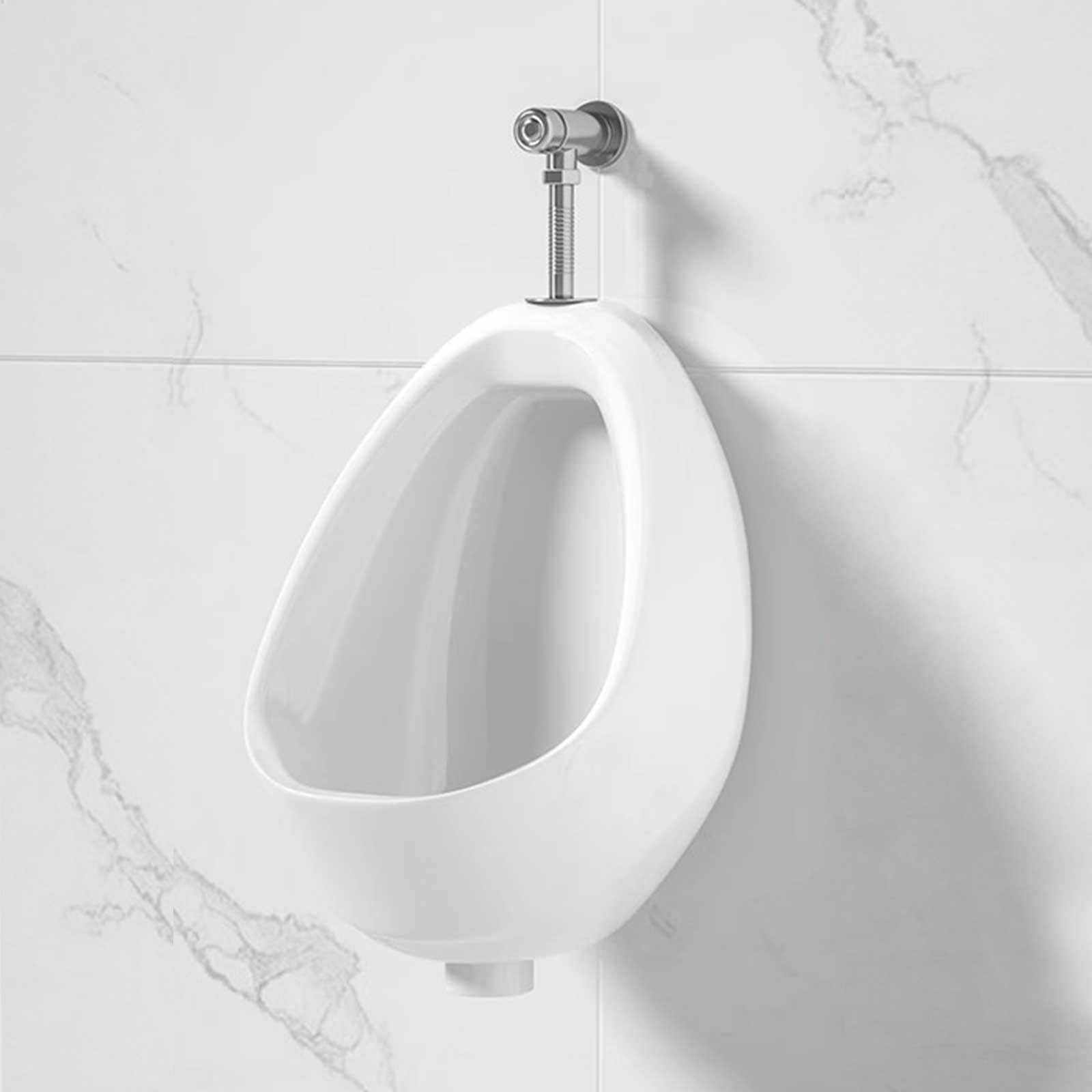 Ceramiczny pisuar z ręcznym zaworem spłukującym, szczelna konstrukcja do domowych i publicznych łazienek, idealny do barów, hoteli i zastosowań komercyjnych, trwały i stylowy