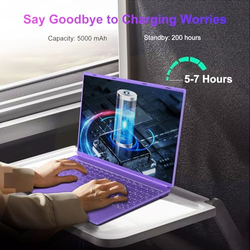Image of 2025 16 Inch Gaming Laptop N5095 (Up to 2.9 GHz) 12GB+512GB SSD Support 1TB Expand Win 11 Laptops 1920 * 1200 FHD Screen 5G WiFi BT 4.2 Webcam Cooling Fan Numeric Keypad-Purple