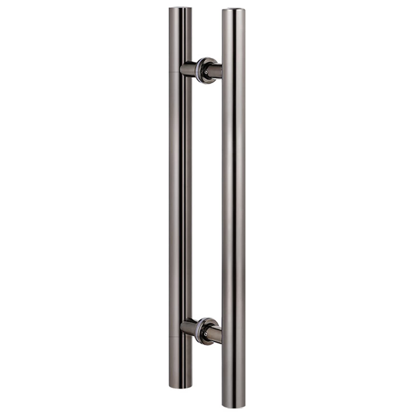 MXXQRHF Polished Chrome Round Door Handle - 120cm/47inch Wooden Pull Bar, Push/Pull Glass Door Handle, Easy Installation, Modern Grey Finish for Home & Office