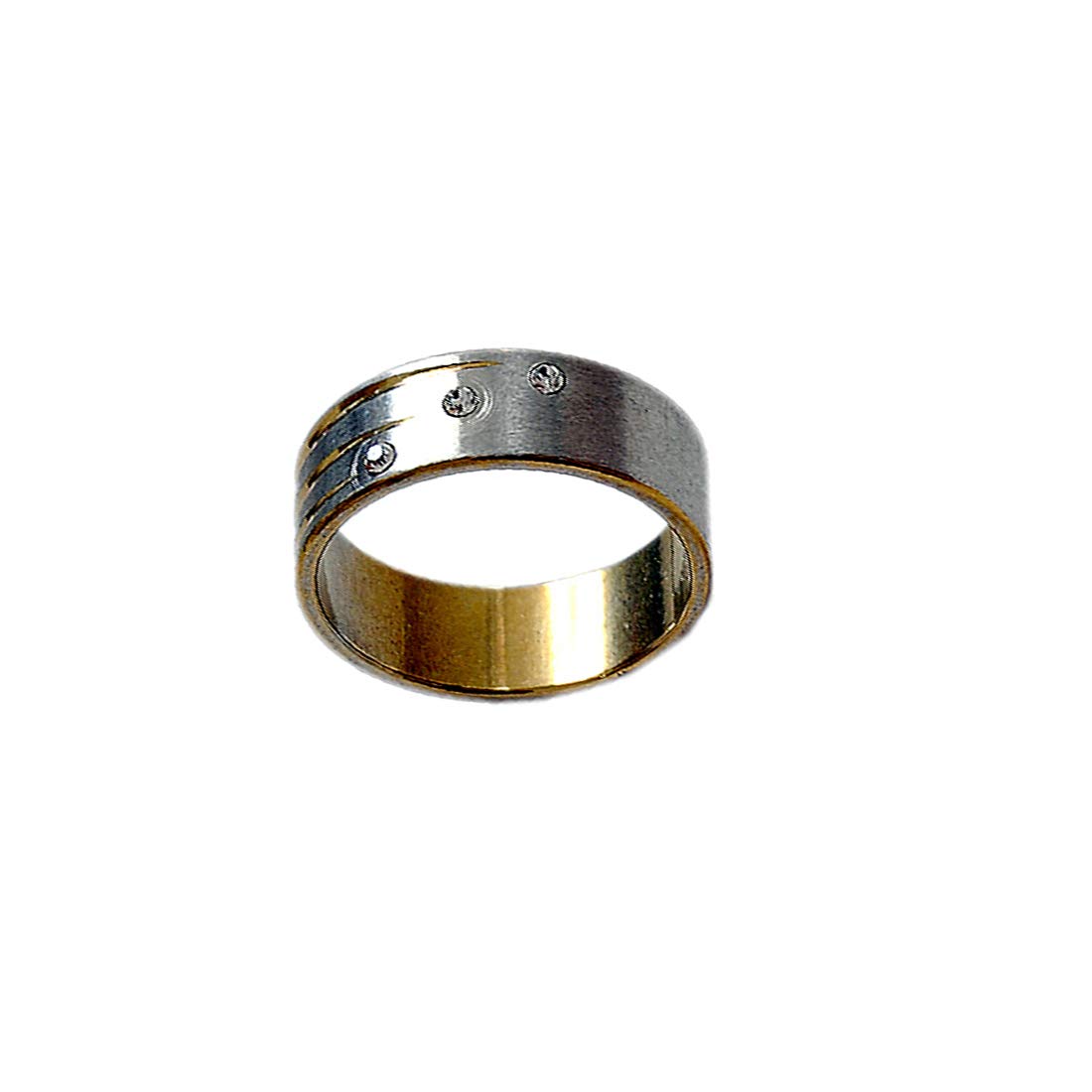 One Point Collections Sliver And Gold Stud Ring Wide for Men and Boys (Size - 21)