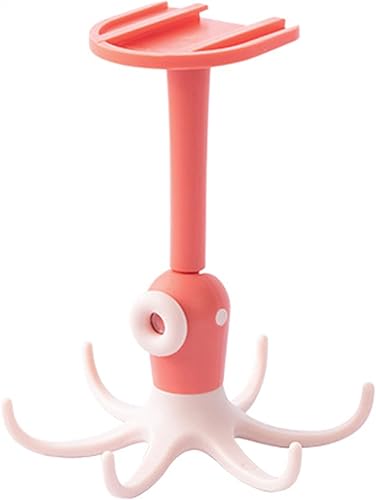 Gancho para utensilios de cocina con 6 ganchos, soporte para utensilios de cocina para debajo del gabinete, giratorio de 360 grados, estante para