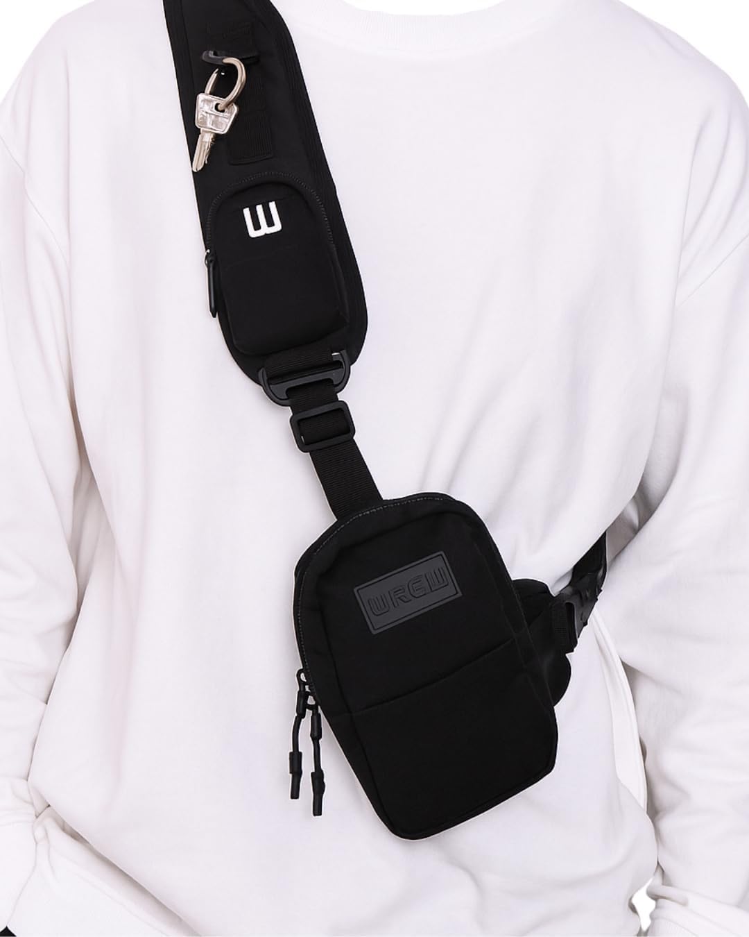 Small Sling Bag for Men-Cross body bag with Shoulder Straps,Mini Sling Crossbody bag for Women-Travel Backpack for Hiking,Daypack Multipurpose Over the Shoulder Chest Bags with Keyholder(Black) - Image 9