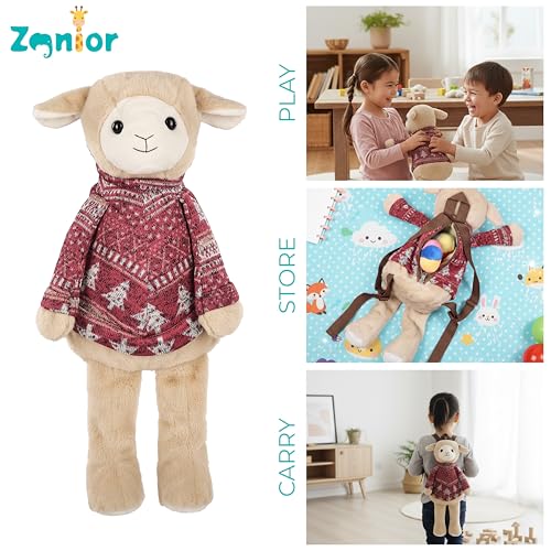 Image of 3-in-1 Bunny Plush Backpack for Kids - Play, Store, Carry Soft Toy Bag - Interactive Toddler Daypack for Travel & School