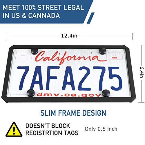 License Plate Frame - ONE PIX Silicone License Plate Covers Holders Rust-Proof/Rattle-Proof/Weather-Proof for Car License Plate - Black - Thumbnail 6