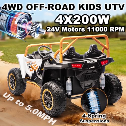 Image of NEWQIDA XXXL 24V Ride on Toys for Big Kids UTV Licensed Arctic CAT, White