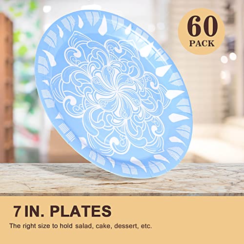 Tyzarglef Colored Paper Plates For Party Supplies, 60 Count Multicolor Disposable Dessert Cake Plates For Birthday Baby Shower Cocktail Decorations 7 Inch #TOP3