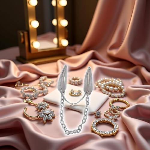 6Pcs Pinzas de Metal Plateado con Cierre a Presión y Colgantes en Forma de Cadena, Cruz y Corazón para el Cabello miniatura 2