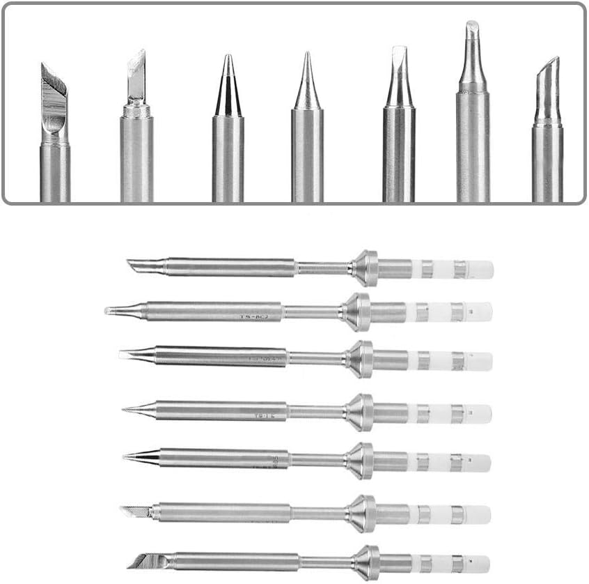 7-Pack 7-Type Mini Stainless Steel Replacement Soldering Iron Tips for Soldering Station Replaceable Solder Tips