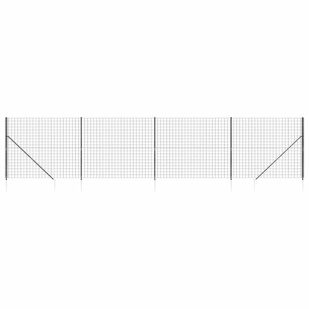 Wire Mesh Fence with Spike Anchors Anthracite 1.4x10 m Galvanised Heavy Duty Garden Security Fence Panels Kit for Dog Animal Enclosure and Property Barrier Outdoor
