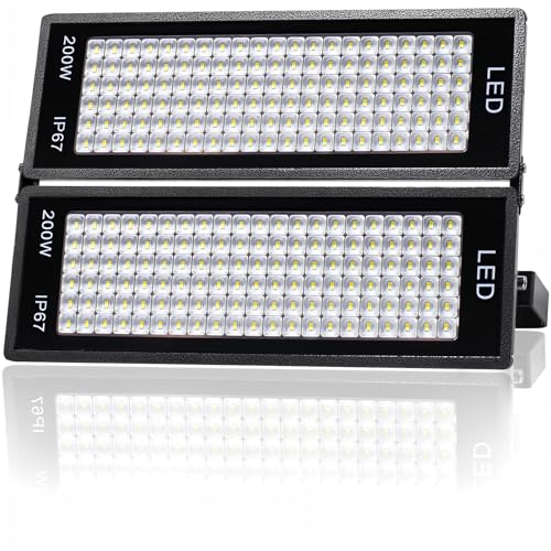 Indmird LED Strahler Außen 400W, 56000LM Led Flutlichter 7000K Kaltweiß Scheinwerfer Außenstrahler IP67 Wasserfest LED Fluter außen für Garage Farm Fabrik Lager Stadion