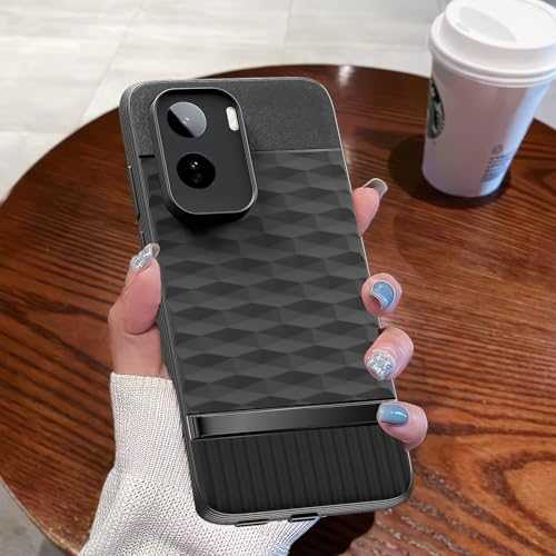 Image of Pikkme Back Cover for Vivo T5 Pro 5G Camera Protection 3D Hexa Cube Design Silicone Protective Bumper Case (Black)