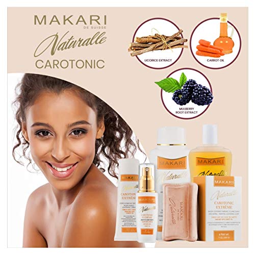 Makari Naturalle Carotonic Extreme Lightening, Toning & Moisturizing Gift Set - Includes Body Milk, Cream, Serum, Gel & Exfoliating Soap