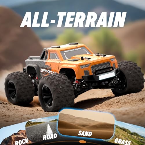 Hosim Brushless RC Car, 1:16 55+KMH 4WD Fast Remote Control Truck for Adults, Radio Cars Off-Road Waterproof Hobby Grade Toy Crawler Electric Vehicle Gift for Boys Children (Orange) - Thumbnail 6