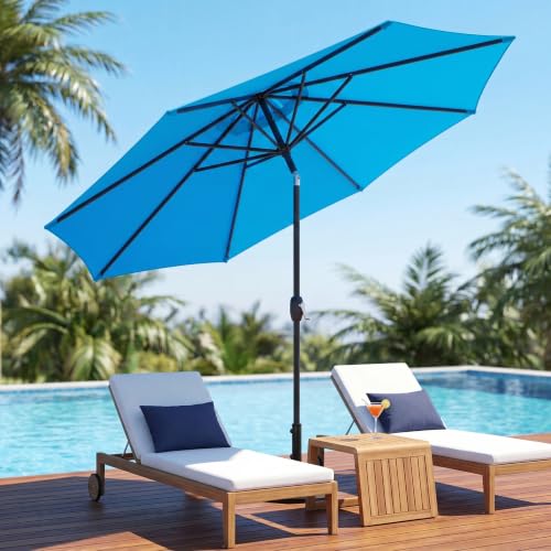 Image of Greesum 9FT Outdoor Patio Umbrella, Table Umbrella for Yard, Market, Heavy-Duty Waterproof Pool Umbrella with 8 Sturdy Ribs, UV Protection for Beach, Deck, Garden, Backyard