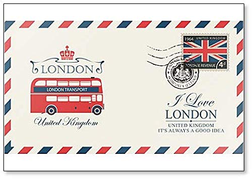 Cartolina vintage con doppio piano di Londra, illustrazione astratta'I Love London' (lingua italiana non garantita).